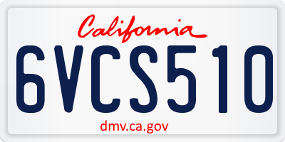 CA license plate 6VCS510