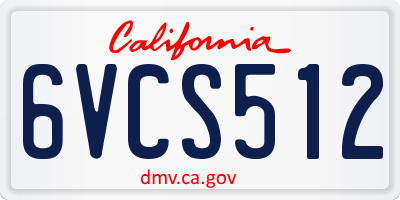 CA license plate 6VCS512
