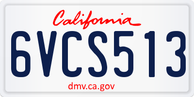 CA license plate 6VCS513