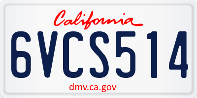 CA license plate 6VCS514