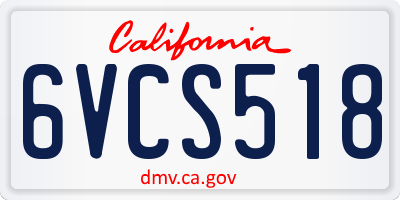 CA license plate 6VCS518