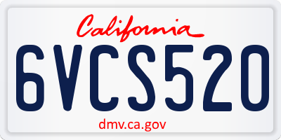 CA license plate 6VCS520