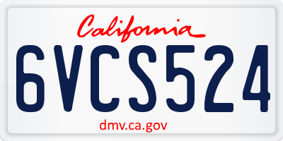 CA license plate 6VCS524