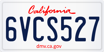 CA license plate 6VCS527