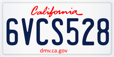 CA license plate 6VCS528