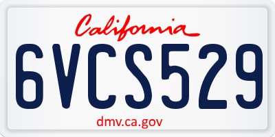 CA license plate 6VCS529