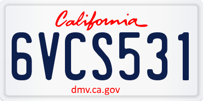 CA license plate 6VCS531