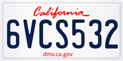 CA license plate 6VCS532