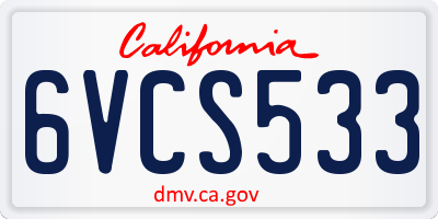 CA license plate 6VCS533