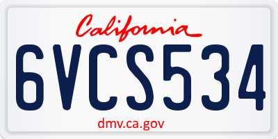 CA license plate 6VCS534