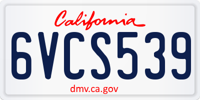CA license plate 6VCS539