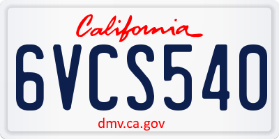 CA license plate 6VCS540