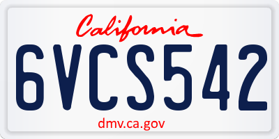 CA license plate 6VCS542