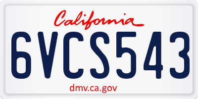 CA license plate 6VCS543
