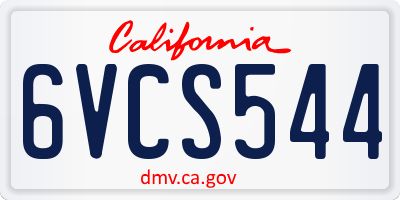 CA license plate 6VCS544