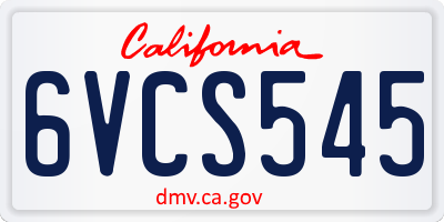 CA license plate 6VCS545