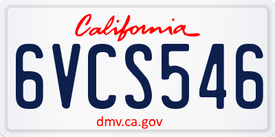 CA license plate 6VCS546