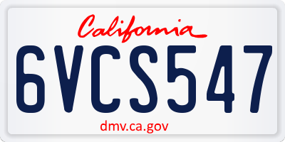 CA license plate 6VCS547