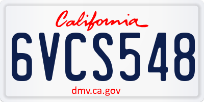 CA license plate 6VCS548