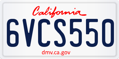 CA license plate 6VCS550