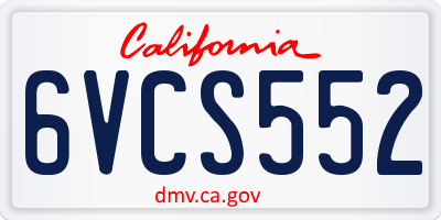 CA license plate 6VCS552
