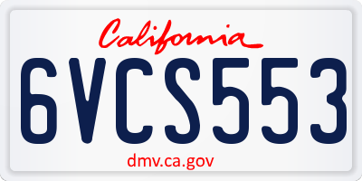 CA license plate 6VCS553