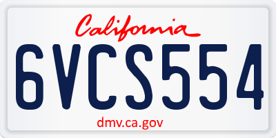 CA license plate 6VCS554