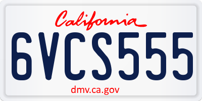 CA license plate 6VCS555