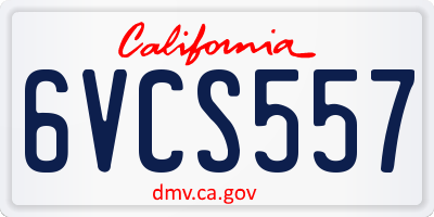 CA license plate 6VCS557