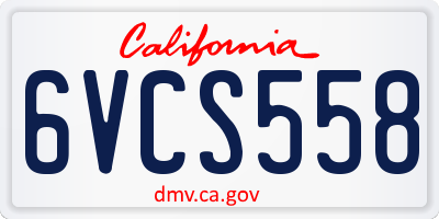 CA license plate 6VCS558