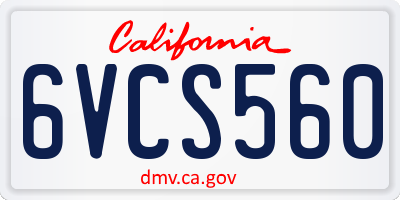 CA license plate 6VCS560