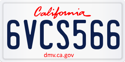 CA license plate 6VCS566