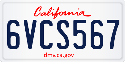 CA license plate 6VCS567
