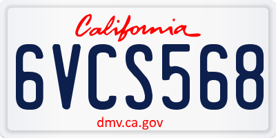 CA license plate 6VCS568