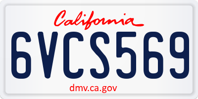 CA license plate 6VCS569