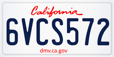 CA license plate 6VCS572