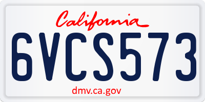 CA license plate 6VCS573