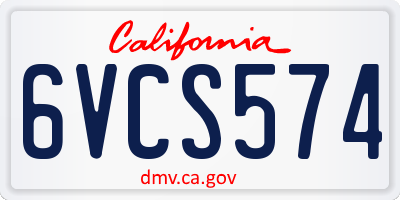 CA license plate 6VCS574