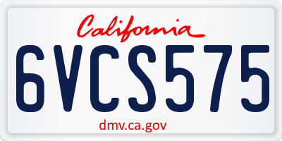 CA license plate 6VCS575
