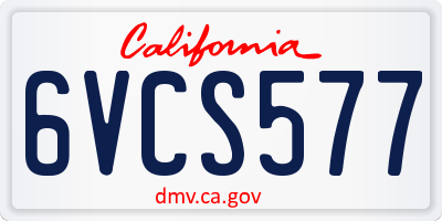 CA license plate 6VCS577