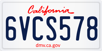 CA license plate 6VCS578