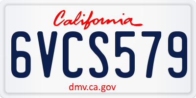 CA license plate 6VCS579