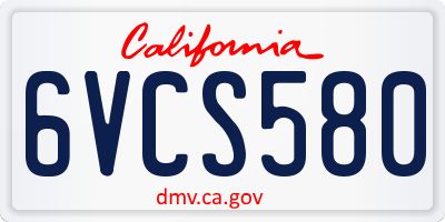 CA license plate 6VCS580