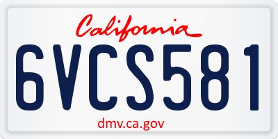 CA license plate 6VCS581