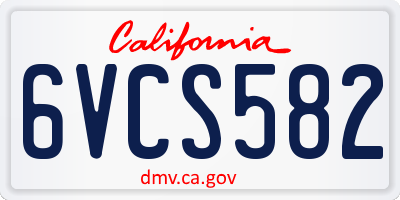 CA license plate 6VCS582