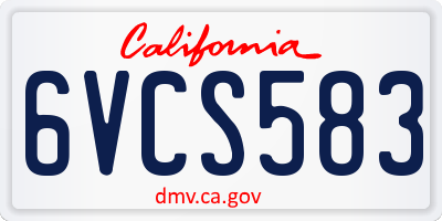 CA license plate 6VCS583