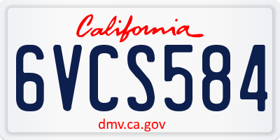 CA license plate 6VCS584