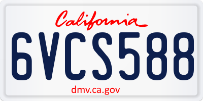 CA license plate 6VCS588