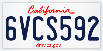 CA license plate 6VCS592