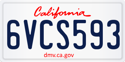 CA license plate 6VCS593